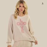 Wholesale god Love Corduroy Pullover Graphic Sweatshirt Crew Neck Dropped Should