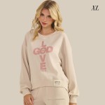 Wholesale god Love Corduroy Pullover Graphic Sweatshirt Crew Neck Dropped Should