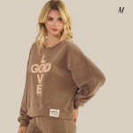 Wholesale god Love Corduroy Pullover Graphic Sweatshirt Crew Neck Dropped Should