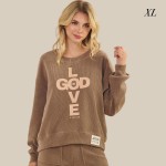 Wholesale god Love Corduroy Pullover Graphic Sweatshirt Crew Neck Dropped Should