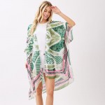 Wholesale abstract Botanical Print Kimono One Fits Most Polyester