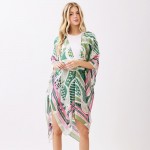 Wholesale abstract Botanical Print Kimono One Fits Most Polyester