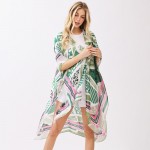 Wholesale abstract Botanical Print Kimono One Fits Most Polyester