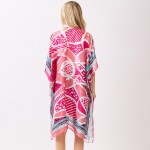 Wholesale abstract Botanical Print Kimono One Fits Most Polyester