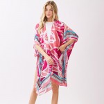 Wholesale abstract Botanical Print Kimono One Fits Most Polyester