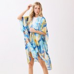 Wholesale vibrant Botanical Print Kimono One Polyester