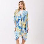 Wholesale vibrant Botanical Print Kimono One Polyester