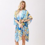 Wholesale vibrant Botanical Print Kimono One Polyester