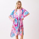 Wholesale vibrant Botanical Print Kimono One Polyester