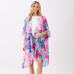 Wholesale vibrant Botanical Print Kimono One Polyester