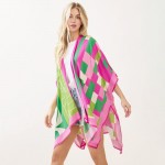 Wholesale geometric Print Kimono One Fits Most Viscose