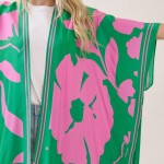 Wholesale floral Print Kimono One Fits Most Viscose