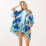 Wholesale floral Stripe Print Kimono One Fits Most Viscose