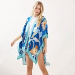 Wholesale floral Stripe Print Kimono One Fits Most Viscose