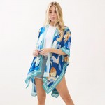 Wholesale floral Stripe Print Kimono One Fits Most Viscose