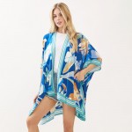 Wholesale floral Stripe Print Kimono One Fits Most Viscose