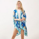 Wholesale floral Stripe Print Kimono One Fits Most Viscose