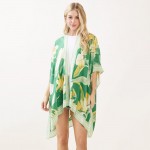 Wholesale floral Stripe Print Kimono One Fits Most Viscose