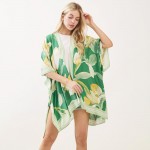 Wholesale floral Stripe Print Kimono One Fits Most Viscose