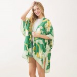 Wholesale floral Stripe Print Kimono One Fits Most Viscose