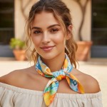 Wholesale orange Mosaic Print Bandana Scarf Multi Use Scarf Bandana Bag Tie ETC