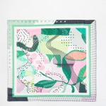 Wholesale abstract Collage Print Bandana Scarf Multi Use Scarf Bandana Bag Tie E