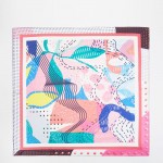 Wholesale abstract Collage Print Bandana Scarf Multi Use Scarf Bandana Bag Tie E