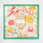 Wholesale seaside Feast Print Bandana Scarf Multi Use Scarf Bandana Bag Tie ETC