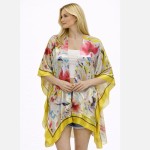 Wholesale silky Floral Print Kimono One Fits Most Polyester