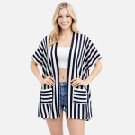 Wholesale striped Kimono Pockets One Fits Most Polyester