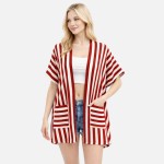 Wholesale striped Kimono Pockets One Fits Most Polyester