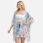 Wholesale sea Animal Shell Patch Print Kimono One Fits Most