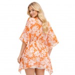 Wholesale hibiscus Palm Leaf Print Kimono One Fits Most Polyester