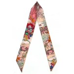 Wholesale silky Floral Stripe Print Skinny Scarf Multi Use Scarf Hair Bow Bag Ti