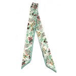 Wholesale silky Floral Checker Print Skinny Scarf Multi Use Scarf Hair Bow Bag T