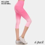 Wholesale hot pink light pink ombre exercise capri leggings Made nylon polyester