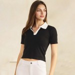 Wholesale seamless Two Collared Cropped Top Pack Nylon Spandex