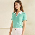 Wholesale seamless Two Collared Cropped Top Pack Nylon Spandex