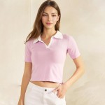 Wholesale seamless Two Collared Cropped Top Pack Nylon Spandex