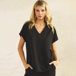 Wholesale short Sleeve Pants Modal Scuba Set Pack Top V Neck Draped Silhouette E