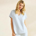 Wholesale short Sleeve Pants Modal Scuba Set Pack Top V Neck Draped Silhouette E