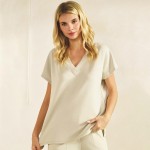 Wholesale short Sleeve Pants Modal Scuba Set Pack Top V Neck Draped Silhouette E