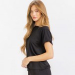 Wholesale french Terry Lounge Set Pack Top Crew Neck Rolled Sleeves Soft Breatha