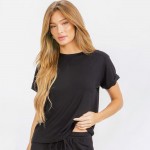 Wholesale french Terry Lounge Set Pack Top Crew Neck Rolled Sleeves Soft Breatha