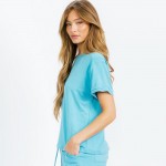 Wholesale french Terry Lounge Set Pack Top Crew Neck Rolled Sleeves Soft Breatha