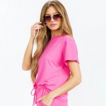 Wholesale french Terry Lounge Set Pack Top Crew Neck Rolled Sleeves Soft Breatha