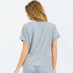 Wholesale french Terry Lounge Set Pack Top Crew Neck Rolled Sleeves Soft Breatha