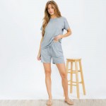 Wholesale french Terry Lounge Set Pack Top Crew Neck Rolled Sleeves Soft Breatha