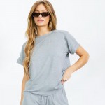 Wholesale french Terry Lounge Set Pack Top Crew Neck Rolled Sleeves Soft Breatha