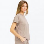 Wholesale french Terry Lounge Set Pack Top Crew Neck Rolled Sleeves Soft Breatha